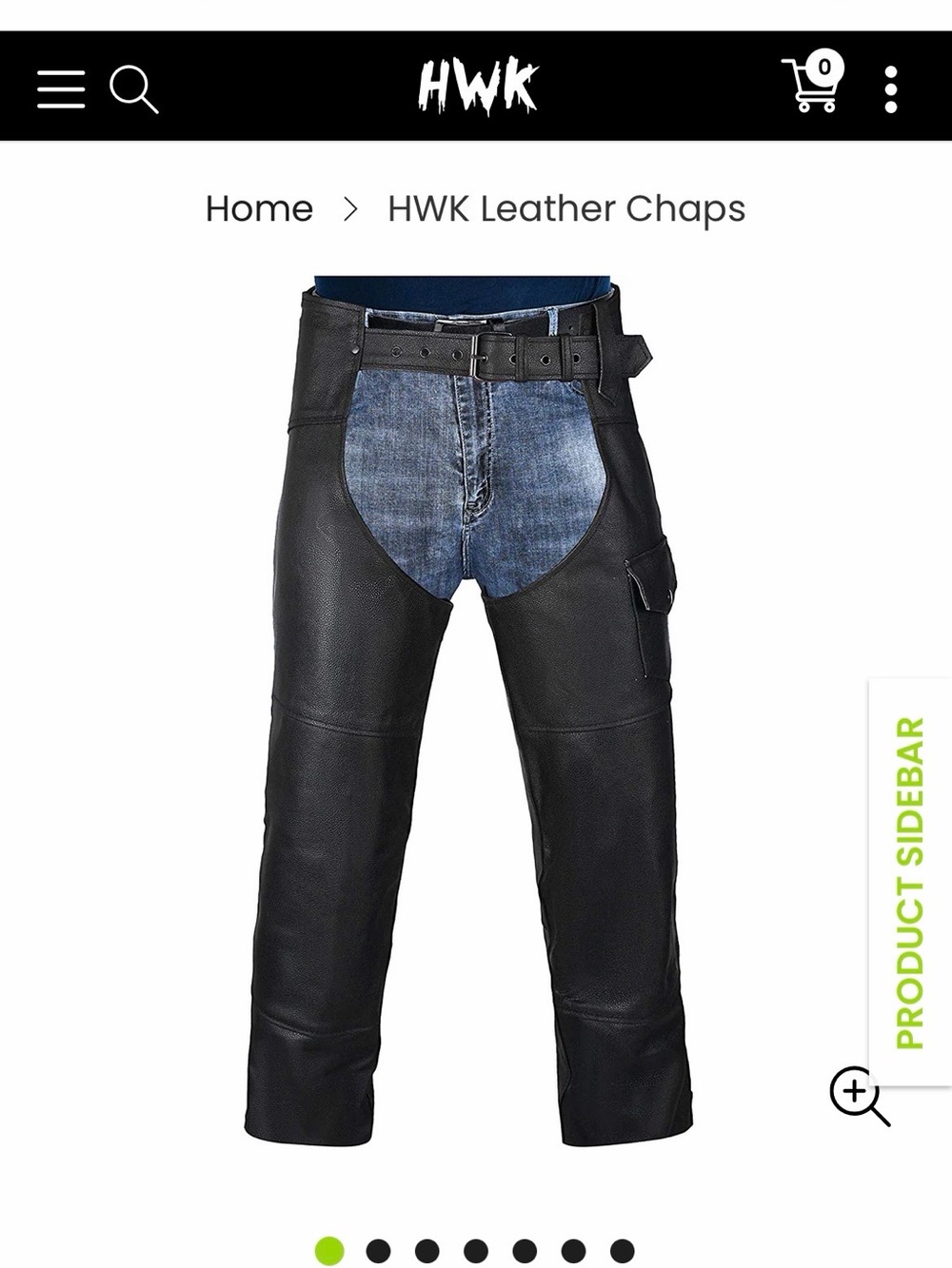 HWK Men’s Black Leather Chaps. New in Package. Size 48